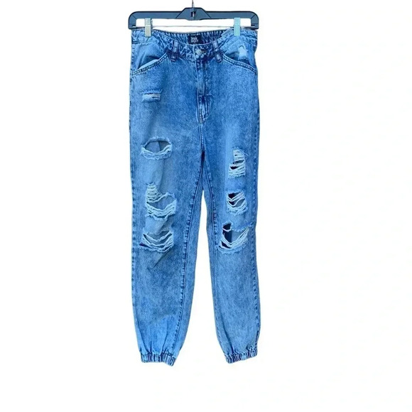 SIMPLE Society women's size 9 distressed joggers jeans - Picture 1 of 4